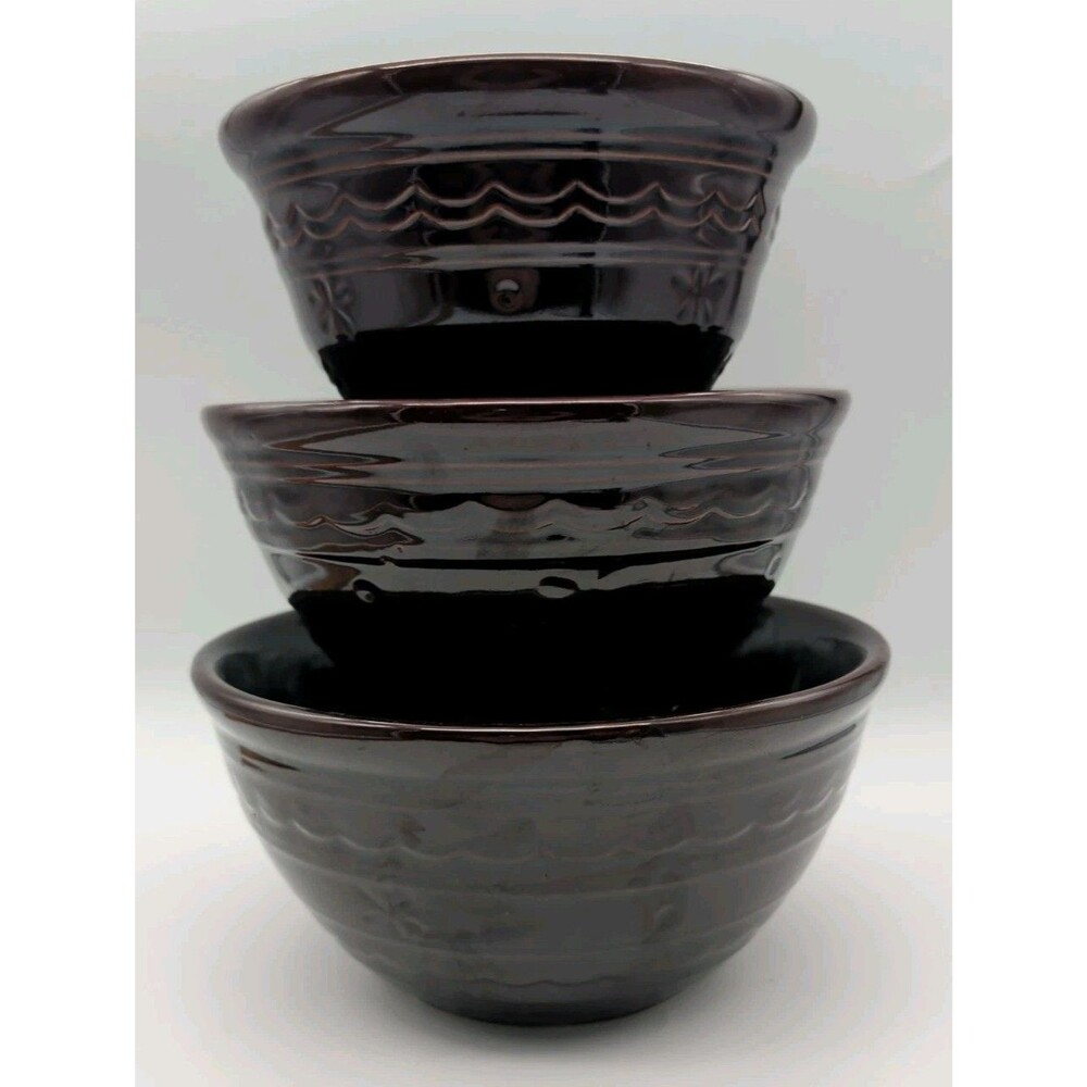 Set of 3 Vintage MAR-CREST NESTING BOWLS - Daisy Dot - 7", 8", & 9" - EUC